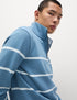Marks & Spencer "Pure Cotton Striped Half Zip Sweatshirt"